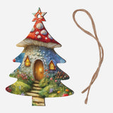 Mushroom Cottage Wooden Christmas Tree Hanging Ornament