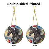 Black Horse Ceramic Christmas Round Ornament