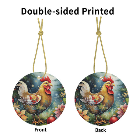 Chicken Ceramic Christmas Ornament