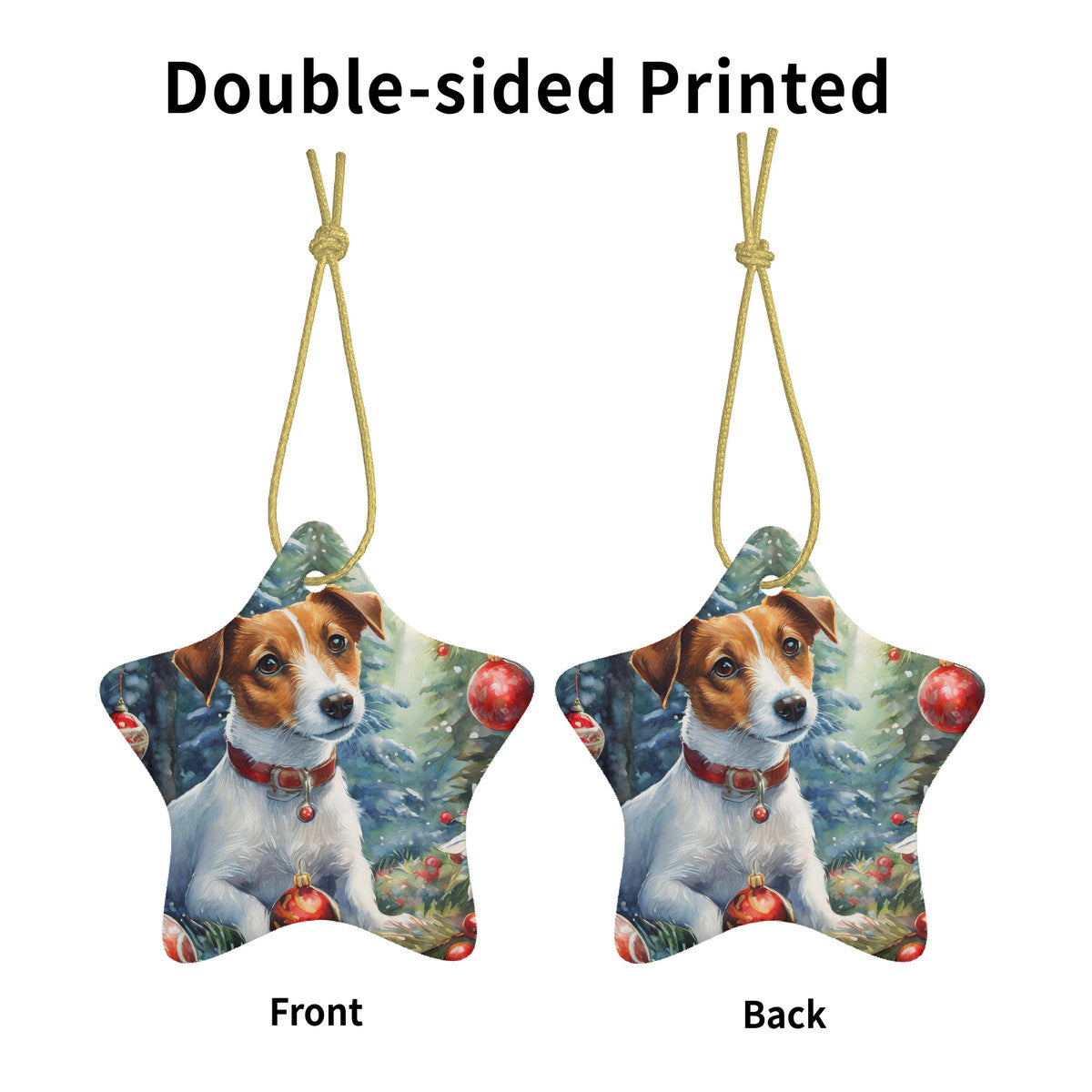 Jack Russell Dog Ceramic Star Shape Christmas Ornament