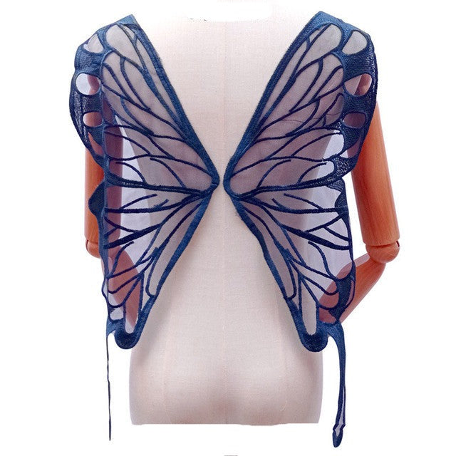 1Pair Butterfly Wings Embroidered Large DIY Appliqué 65X23cm