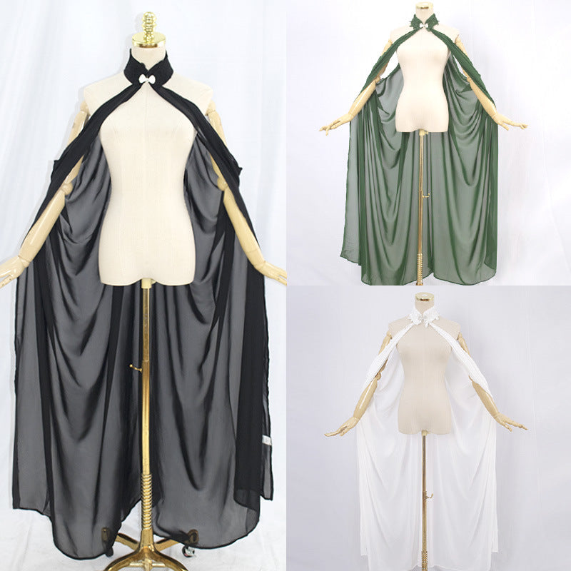 Fairy Elf Cape Elven Queen Princess Collared Cloak Medieval Cosplay Costume