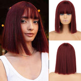 Short Straight Wigs with Bangs