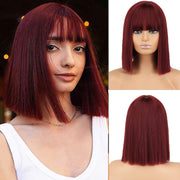 Short Straight Wigs with Bangs