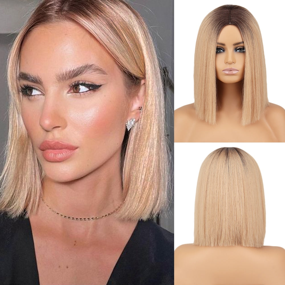 Short Straight Wigs with Bangs
