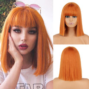 Short Straight Wigs with Bangs