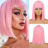 Short Straight Wigs with Bangs