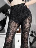 Gothic Black Lace Flare Pants
