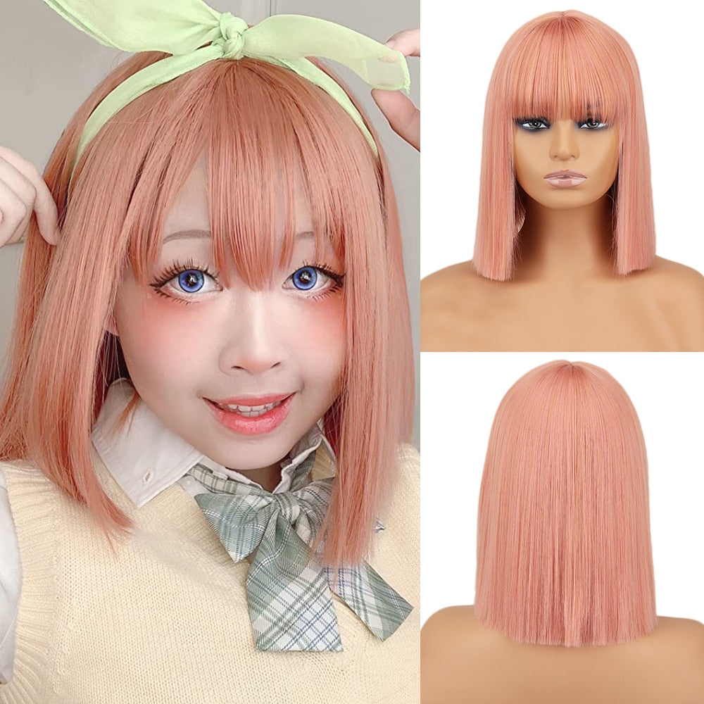 Short Straight Wigs with Bangs