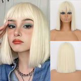 Short Straight Wigs with Bangs