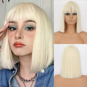 Short Straight Wigs with Bangs