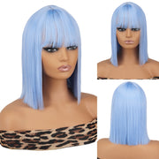 Short Straight Wigs with Bangs