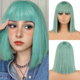Short Straight Wigs with Bangs