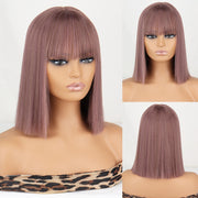 Short Straight Wigs with Bangs
