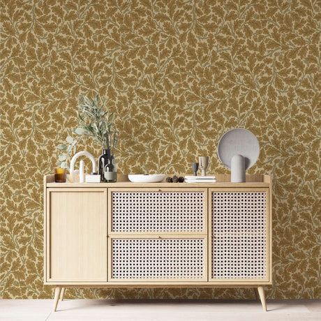 Golden Ochre Leaves Wallpaper