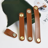 Brass and Italian Vegetable Leather Cabinet Drawer Pulls Furniture Handles