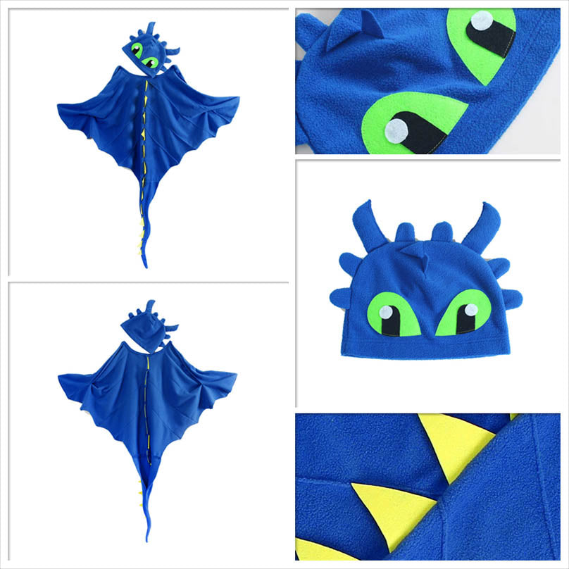 Toothless Dragon Costume Warm Fleece Cloak and Hat