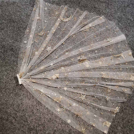 Pearls and Glitter Gold Dust Short Bridal Veil with Comb
