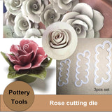 3pcs set Pottery Art Rose Cutting Mould DIY Handmade Ceramics Die