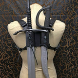 Dual Scabbard Longsword Leather Holder Medieval Vertical Double Back Sword Sheath Katana Ninja Samurai Larp Props Costume