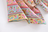 Boho Vintage Floral Print Short Kimono Wrap Tops