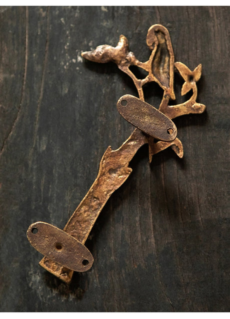 Parrot in a Tree Brass Door Pull Handmade Hardware