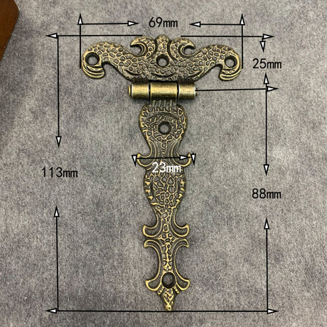 Two Cabinet Door Vintage Brass Plated Large Butt Hinges Te-he-he