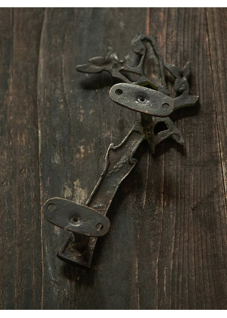 Parrot in a Tree Brass Door Pull Handmade Hardware