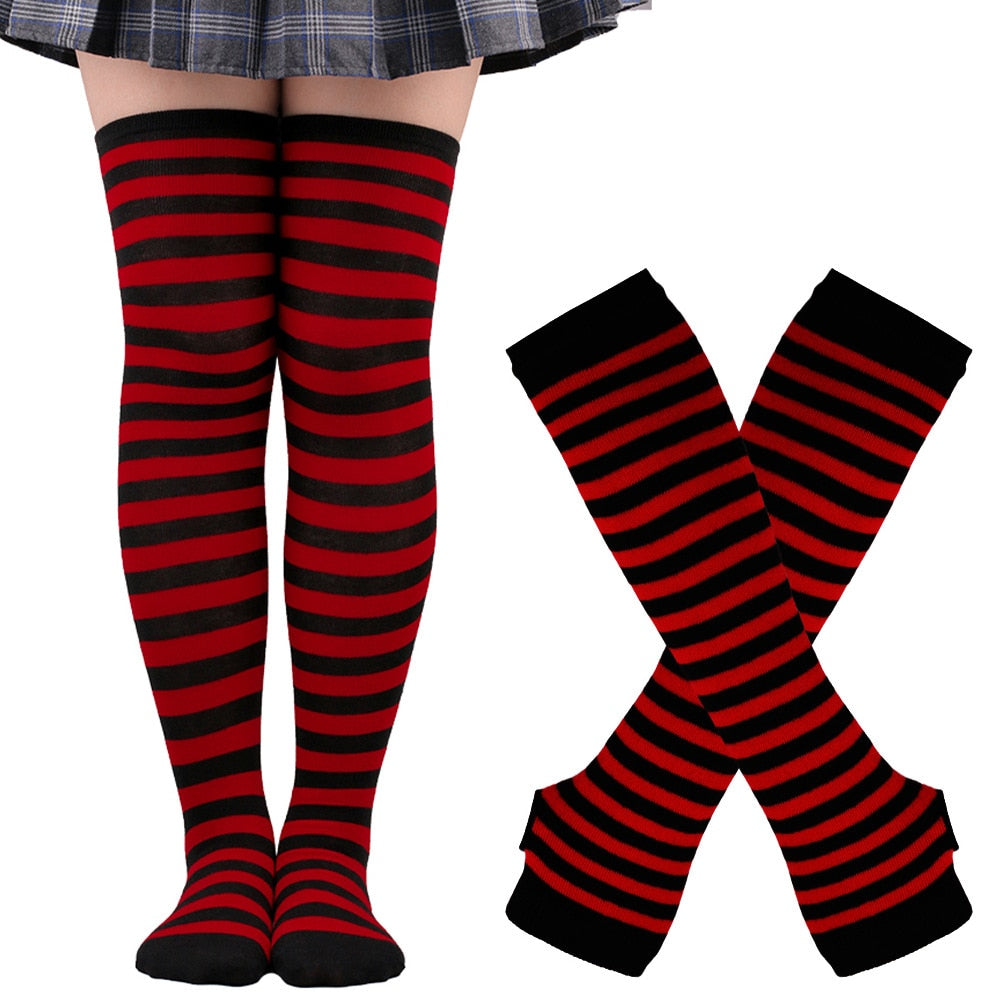 Sanderson Sisters Striped Cotton Socks and Fingerless Gloves Sets
