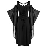 Chiffon Batwing Sleeve Lace-Up Harness Dress