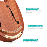 16-String Wooden Lyre Harp with Carry Bag, Tuning Wrench, Music Book