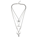 Evil Eye Moon Bull Head Multi Layer Necklace