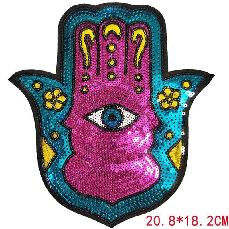 Evil Eye Iron On Sequin Patches