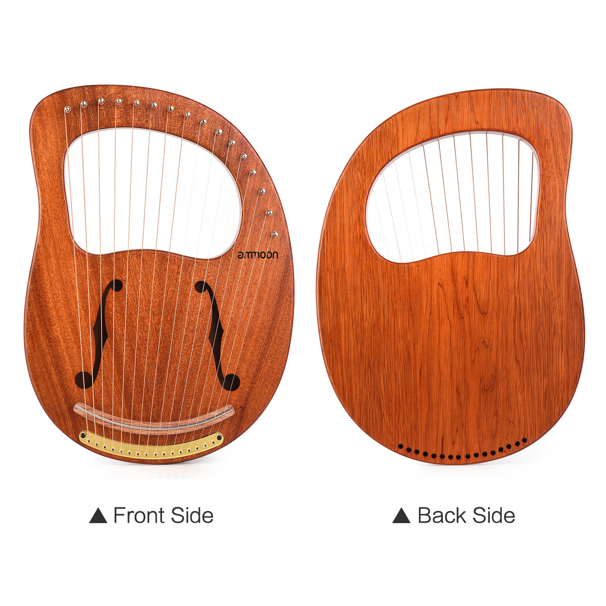 16-String Wooden Lyre Harp with Carry Bag, Tuning Wrench, Music Book