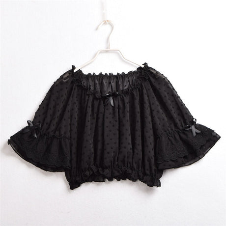 Polka Dots & Frills Mesh Blouse