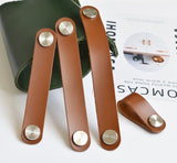 Brass and Italian Vegetable Leather Cabinet Drawer Pulls Furniture Handles