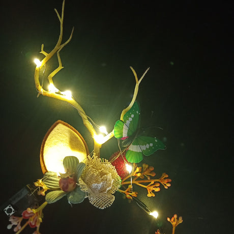 LED Reindeer Antlers Headband Patronous Deer Ear Flower Crown