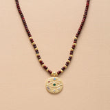 Horn Evil Eye Heart Pendant Glass Seed Beads Short Choker Necklaces