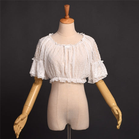 Polka Dots & Frills Mesh Blouse