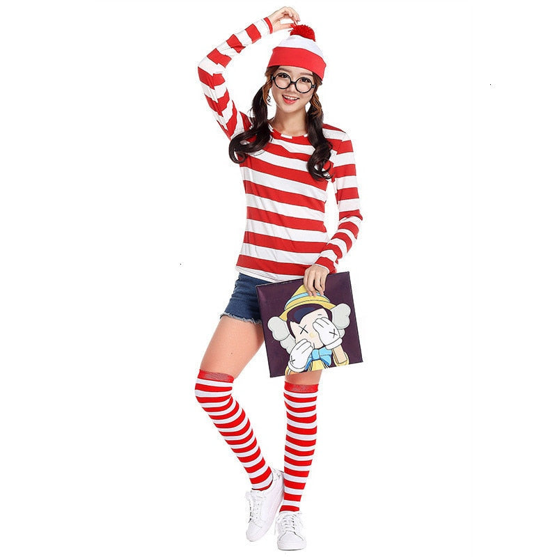 Where's Wally Costume Book Week Outfit Stripe Shirt Hat Glasses