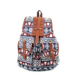 Boho Backpack Canvas Rucksack Faux Leather
