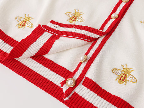 Preppy Bee Embroidered Cardigan