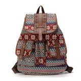 Boho Backpack Canvas Rucksack Faux Leather