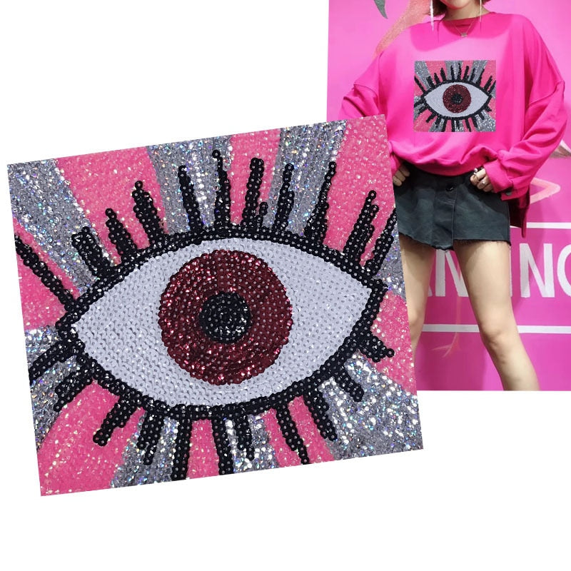 Evil Eye Iron On Sequin Patches