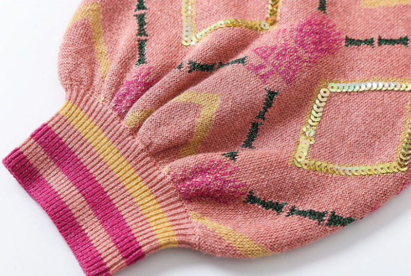 Pink Lady's Cropped Knitted Cardigan