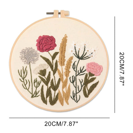 Meadow Flowers Embroidery Starter Kit With Pattern and Instructions and Hoop