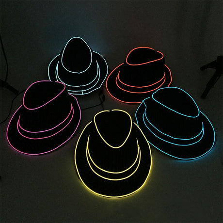LED Light Up Jazz Hat and Ties Glow Neon Party Costumes