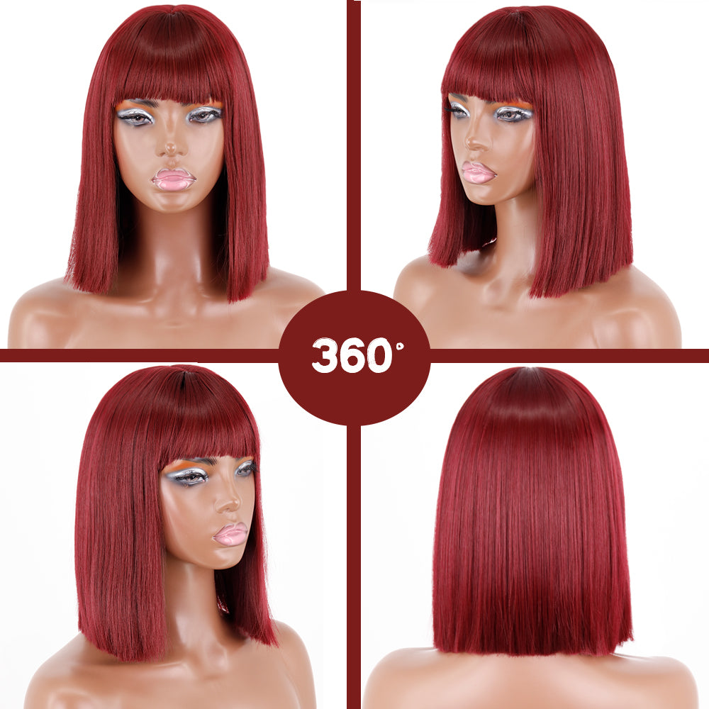 Short Straight Wigs with Bangs