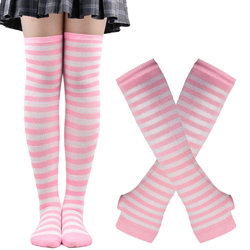 Sanderson Sisters Striped Cotton Socks and Fingerless Gloves Sets