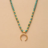 Horn Evil Eye Heart Pendant Glass Seed Beads Short Choker Necklaces